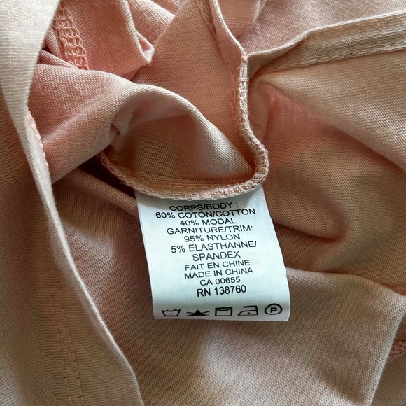 TOP, SHEER LACE SLEEVES, PEACHSKIN, SIZE 4X, JERSEY BODY, ADDITION ELLE, - Picture 5 of 9